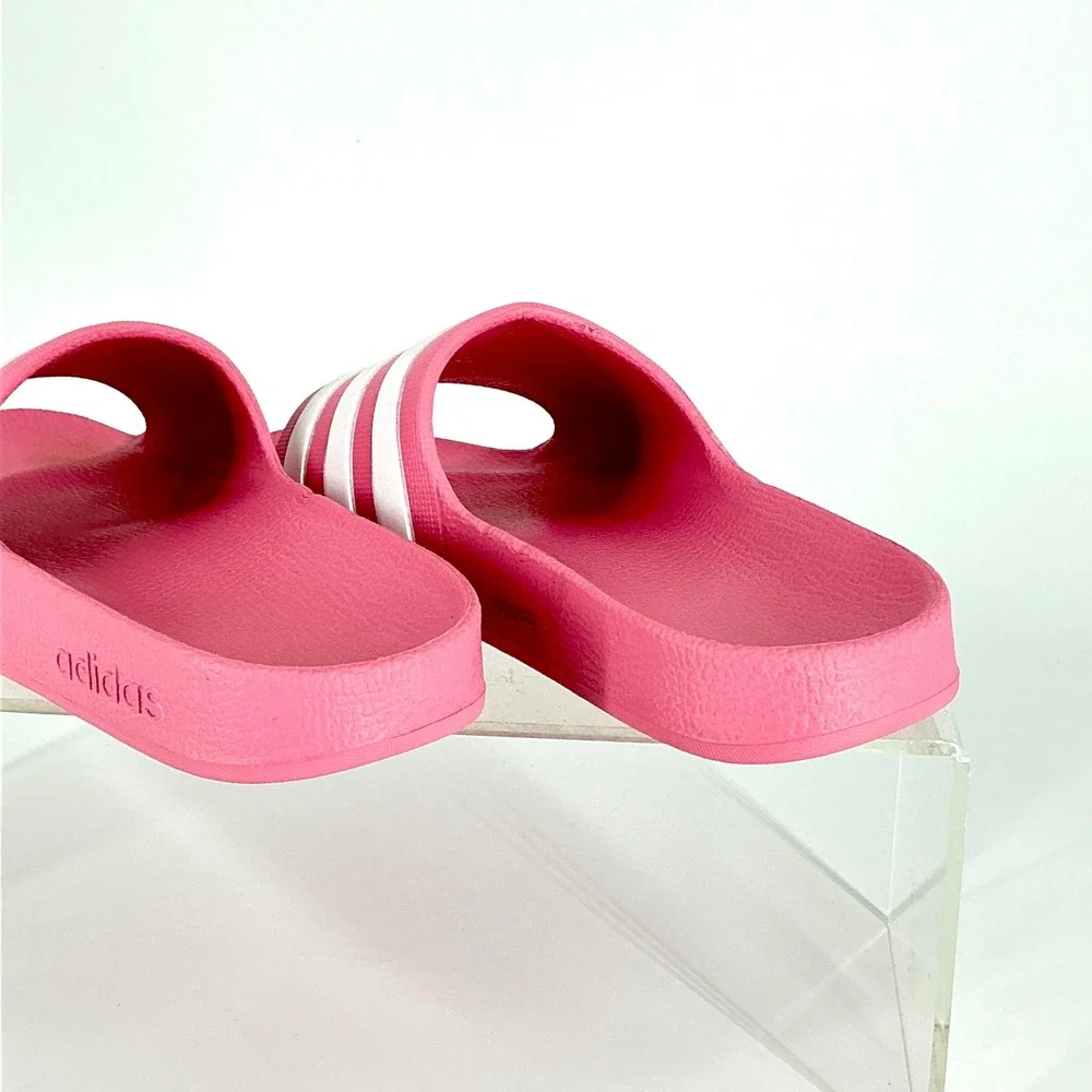 Adidas Adilette Aqua Kids Size 1K 1 K Pink White 3-Stripes Slide Sandals